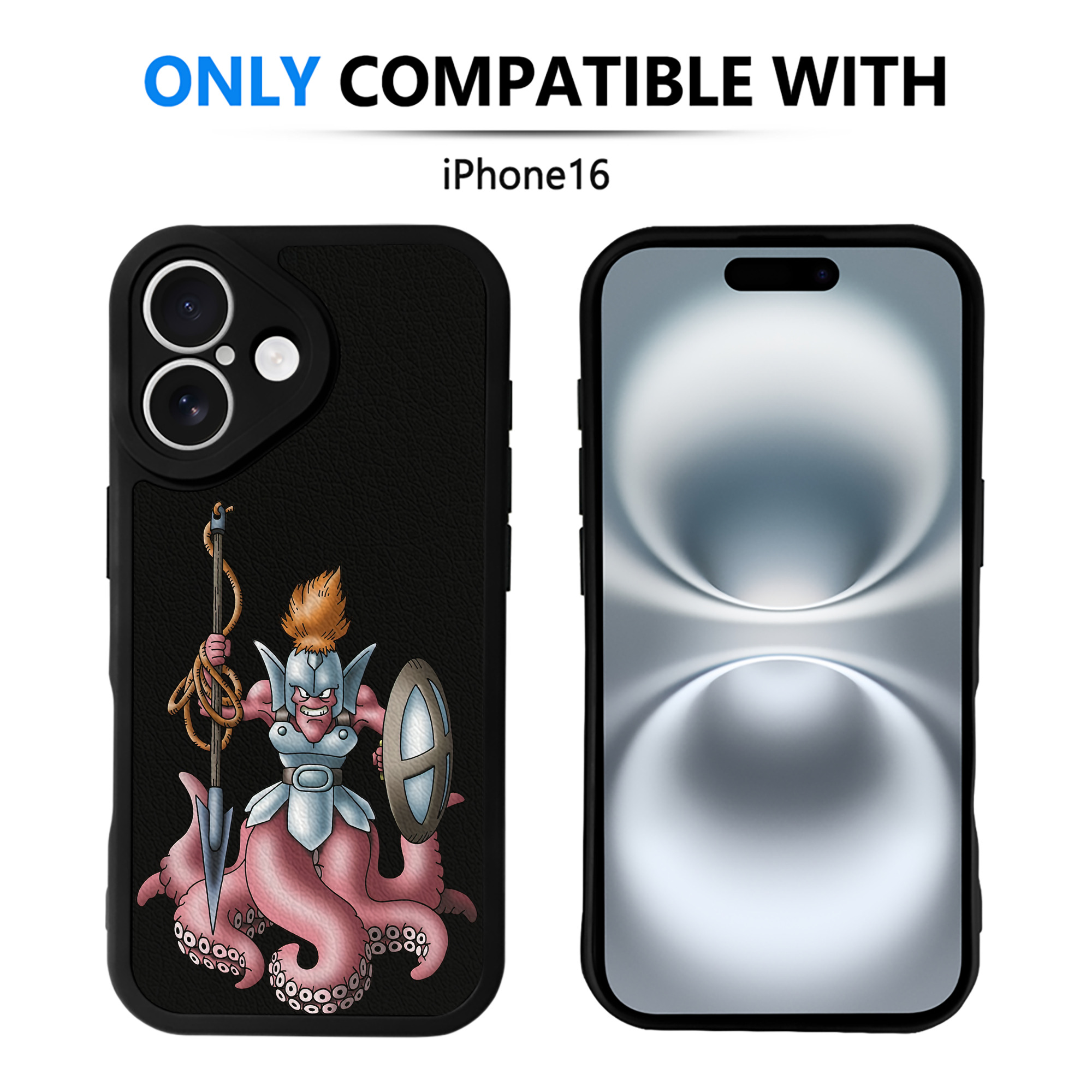 （画像用） ドラゴンクエスト Doragon Kuesuto Dragon Quest 【iPhone 16シリーズ対応】シリコンスマホケース（レザー調） 材質：シリコン